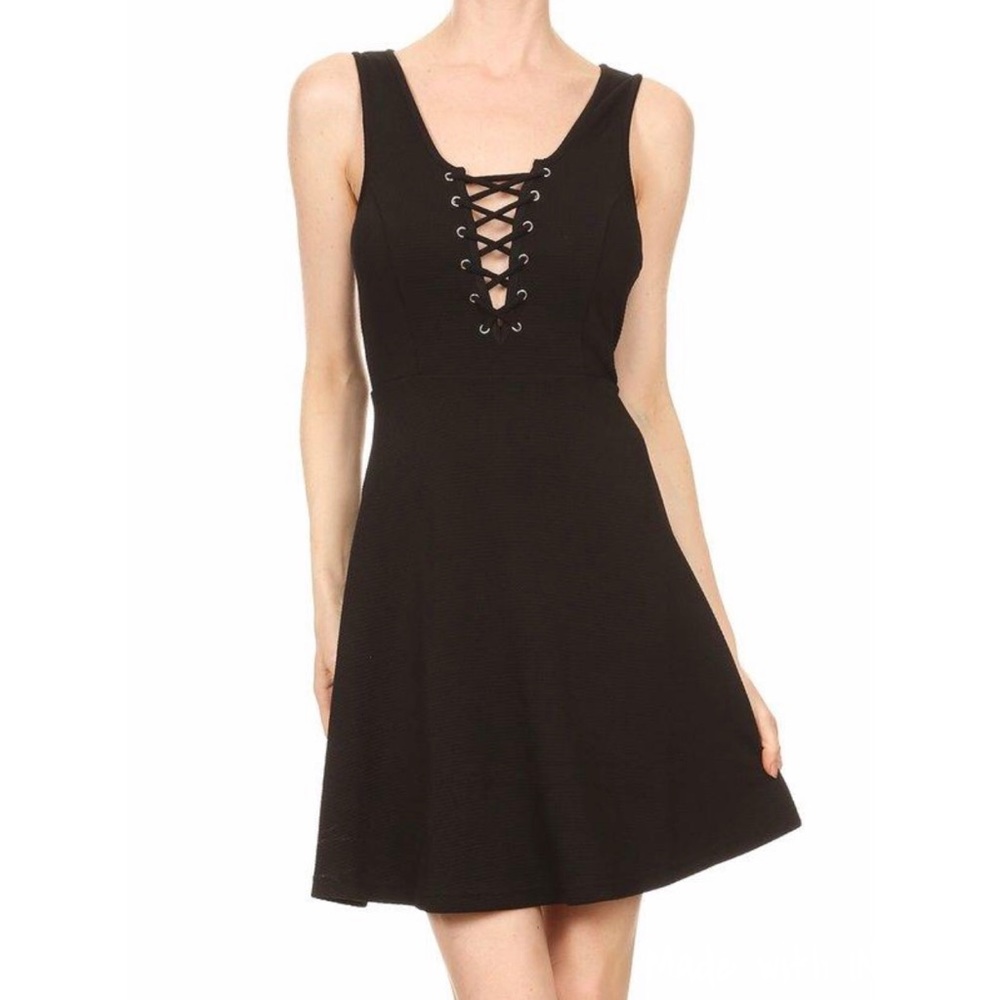 Black lace up dress